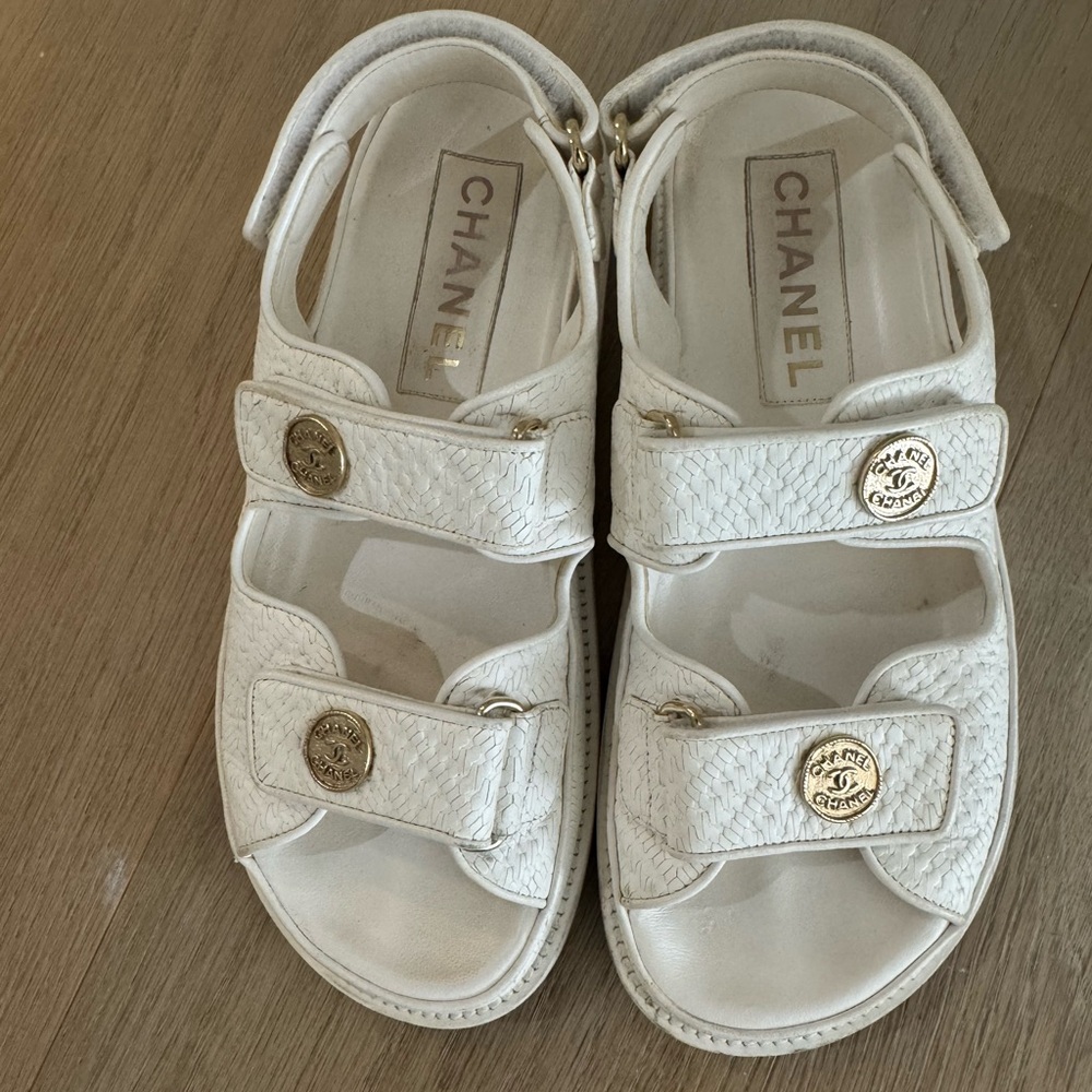 Chanel Dad White Sandals